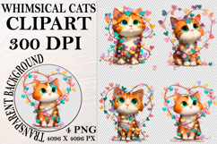 Whimsical Cats Clipart Watercolor png Product Image 1