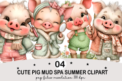Cute Pig Mud Spa Summer Clipart png Watercolor png Product Image 1
