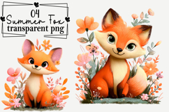 Whimsical Summer Fox Clipart Watercolor PNG Product Image 1