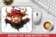 Christmas Highland Cow Mouse Pad Design - Unique Mouse Pad Product Image 1