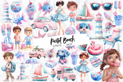 Pastel Beach Elements Clipart, Set Of 43 Png Bundle Product Image 1