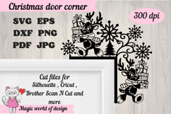 Christmas door corner svg, deer and trees Ornament Svg Product Image 1