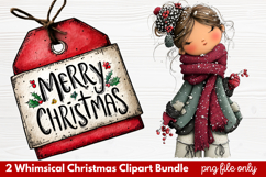 2 Whimsical Christmas Clipart | Cute Festive Holiday PNG Product Image 1