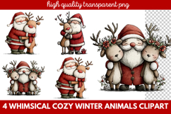 Whimsical Cozy Winter Animals Clipart | Cute Winter Wildlife Product Image 1