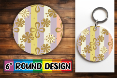 Timeless Keychain Round Style PNG, Gold Flower Product Image 1