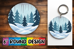 Blissful Round Keychains Sublimation PNG, Winter Product Image 1