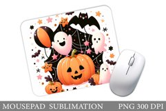 Cute Ghost Mouse Pad. Halloween Mouse Pad Sublimation Product Image 1