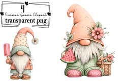 Whimsical Summer Gnome Clipart Watercolor PNG Product Image 1