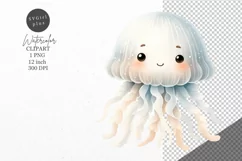 Ocean clipart, Jellyfish clipart, Watercolor clipart Product Image 1