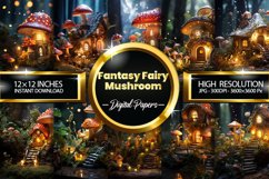 Fantasy fairy mushroom Digital Papers, Vegetable Pattern Product Image 1