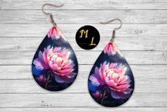 Peonies Earrings sublimation,Flowers teardrop earring Product Image 1