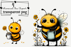 Whimsical Bee PNG Clipart Watercolor PNG Product Image 1