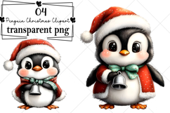 Whimsical Penguin Christmas Clipart Watercolor PNG Product Image 1