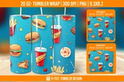 Fast Food Tumbler Wrap Designs, Sublimation Wrap Product Image 1