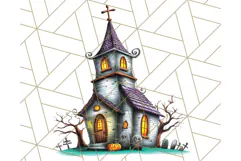 Halloween Buildings Clipart PNG, Haunted Houses Art Product Image 4