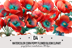 Watercolor Corn Poppy Flower Bloom Clipart Watercolor PNG Product Image 1