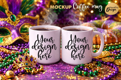 Mardi Gras Coffee Mug Mockup Set White Ceramic Cups Product Image 1