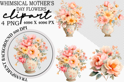 Whimsical Mother's Day Flowers Clipart Watercolor png Product Image 1