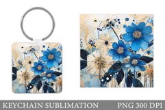 Flowers Keychain Sublimation. Summer Flowers Keychain Design Product Image 1
