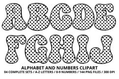 Polka Dots Alphabet Letters &amp; Numbers Clipart PNG 300DPI Product Image 2