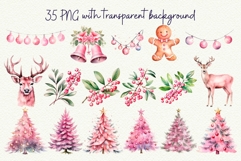 Pink Christmas Clipart Coquette Christmas Watercolor Product Image 3
