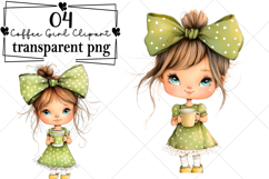 Summer Quirky Coffee Girl Clipart Watercolor PNG Product Image 1