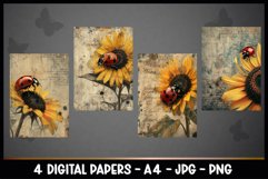 4 Vintage Sunflowers Digital Papers I Junk Journal Page Product Image 2