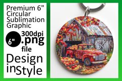 Vintage Truck Fall Round Design PNG Print Product Image 1