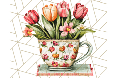 Vintage Floral Teacup Clipart PNG, Blooming Teacups Clip Art Product Image 4