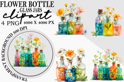 Whimsical Flower Bottle Glass Jars Clipart Png Product Image 1