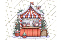 Cozy Christmas Market Stall Clipart PNG, Holiday Art Png Product Image 4