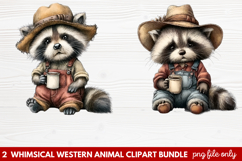 2 Whimsical Western Animal Clipart | Cute Cowboy Animals PNG Product Image 1