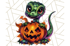 Bright Halloween Dinosaur PNG Clipart with Holiday Elements Product Image 4