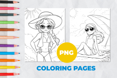 Summer girl Coloring Pages | Coloring book Product Image 1