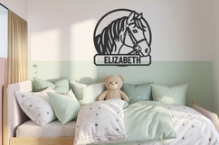 Horse Head Laser Cut File SVG PNG DXF, Round Name Sign Product Image 4