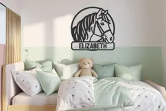 Horse Head Laser Cut File SVG PNG DXF, Round Name Sign Product Image 4