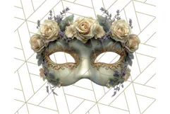 Vintage Garden Masquerade Floral Eye Mask PNG Clipart Product Image 4