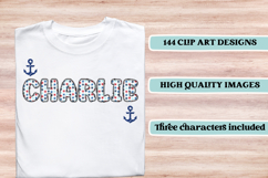 Ocean Nautical png alphabet, ocean nautical letters doodle Product Image 6