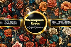 Steampunk Roses Digital Papers, Flowers Pattern Product Image 1