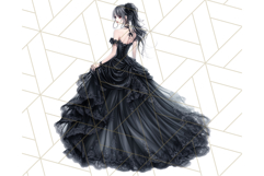 Victorian Gothic Wedding Dress PNG, Dark Bridal Clipart Product Image 4