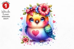 Love Bird Valentine's Day Clipart | Watercolor Clipart Product Image 1