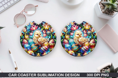 Car coaster sublimation, Easter Coaster PNG Design Product Image 1