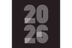 Minimal cover background with vertical 2026 number on black Product Image 1