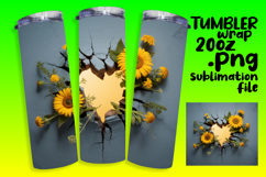 Bright 20oz Tumbler Wrap Design , 3D Heart Product Image 1