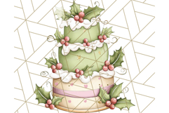 Christmas Cake Clipart PNG, Cottagecore Holiday Desserts Product Image 4