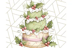 Christmas Cake Clipart PNG, Cottagecore Holiday Desserts Product Image 4