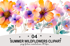 Summer Wildflowers Clipart Watercolor png Product Image 1