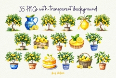 Mediterranean Lemon Watercolor Clipart Product Image 2