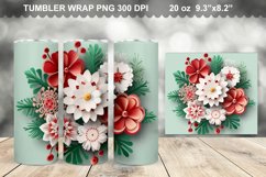 3D Christmas Flowers Wrap Tumbler Design Product Image 1