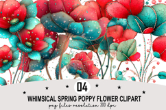 Whimsical Spring Poppy Flower Clipart Watercolor PNG Product Image 1
